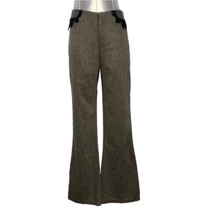 VTG Louis Verdad 8 Dress Pants Black White Tweed Pockets Lace Trim Wide Leg Work